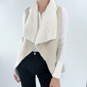 NWT Renvy Cream Reversible Faux Shearling And Faux Suede Vest Size Small